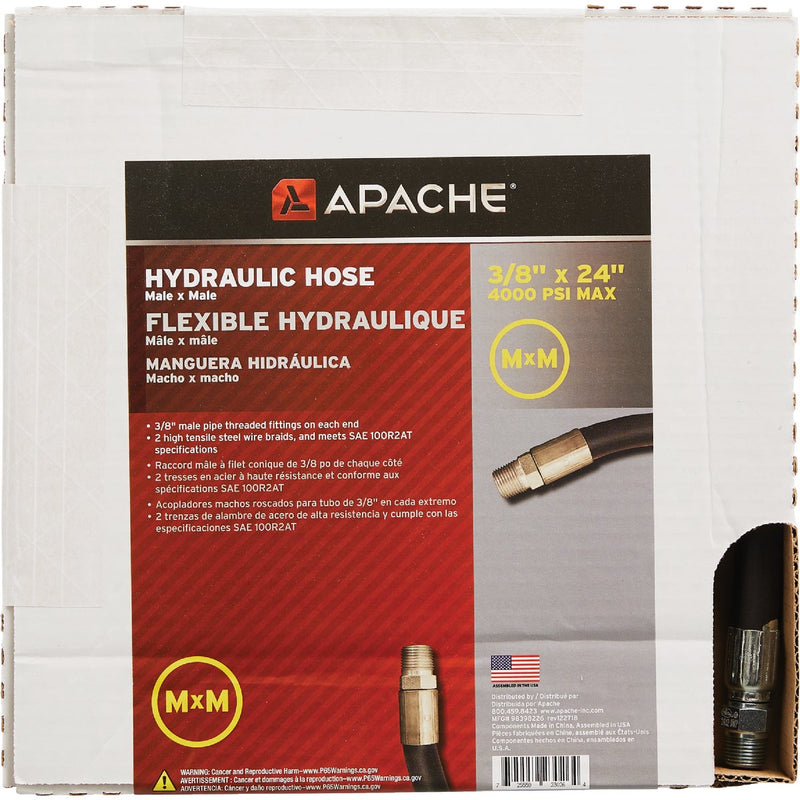 Apache 3/8 In. x 24 In. Male to Male Hydraulic Hose