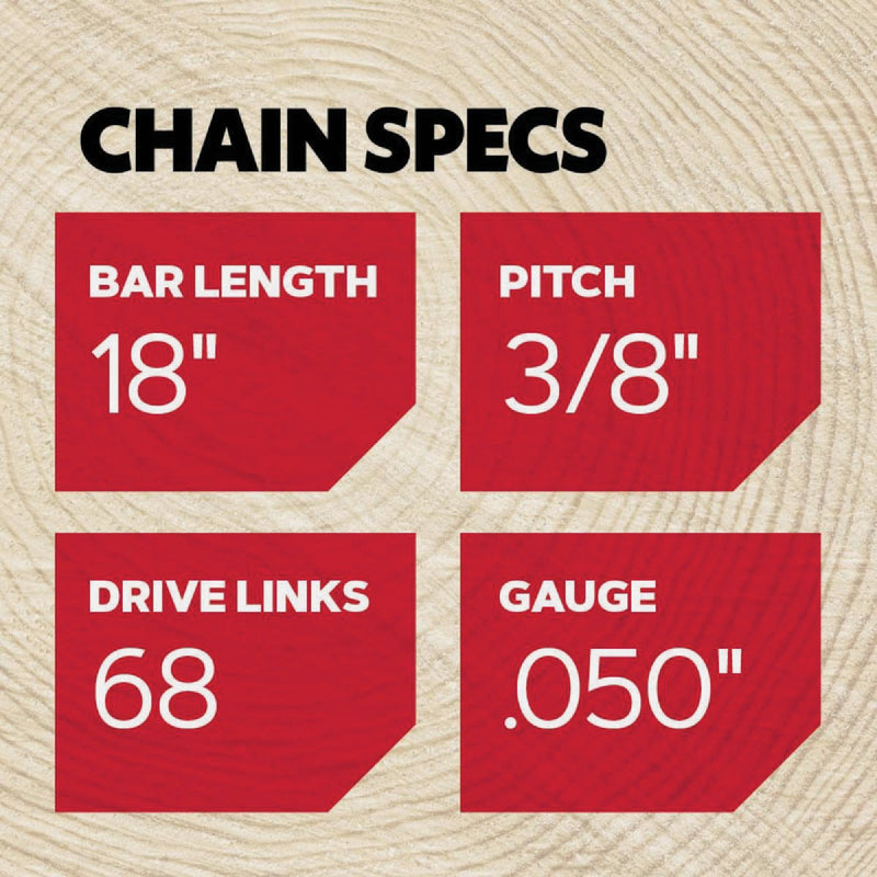 Oregon D68 AdvanceCut Saw Chain for 18 in. Bar - 68 Drive Links - fits Husqvarna, Makita, Poulan, Cub Cadet, Efco and Red Max