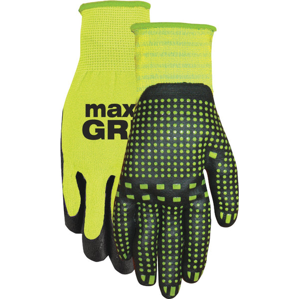 Midwest Gloves & Gear MAX Grip Unisex Large/XL Coated Gloves, Hi-Visibility Yellow