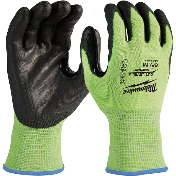 Milwaukee Unisex Medium Cut Level 2 High Vis Polyurethane Dipped Glove