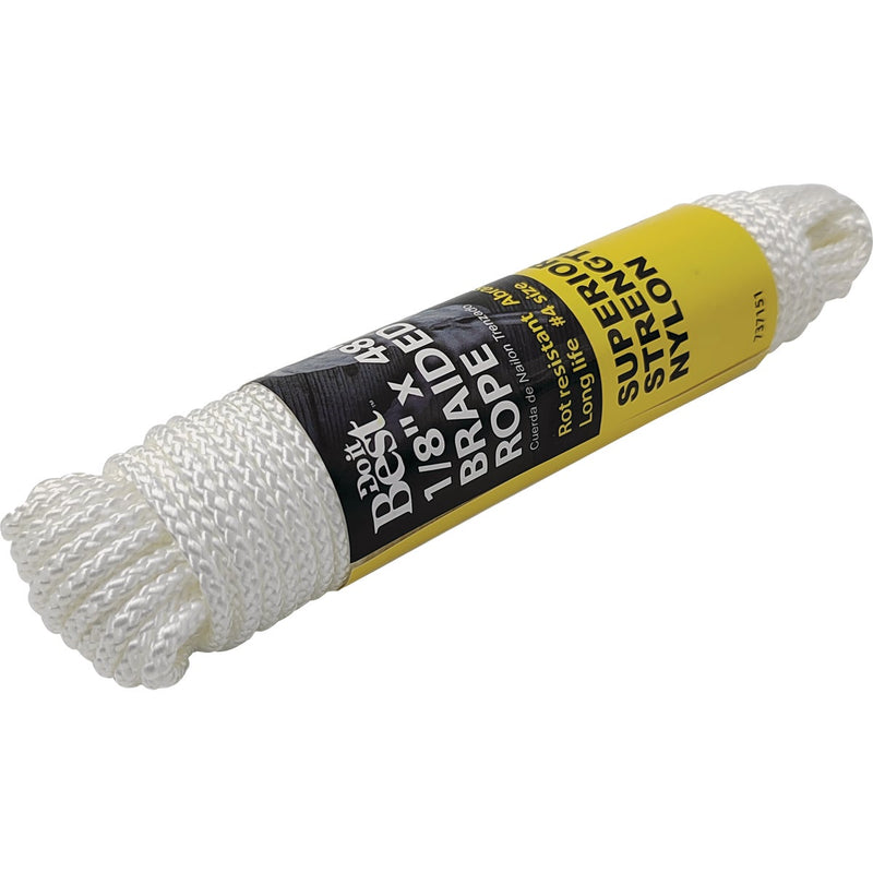 Do it Best 1/8 In. x 48 Ft. White Braided Nylon Packaged Rope