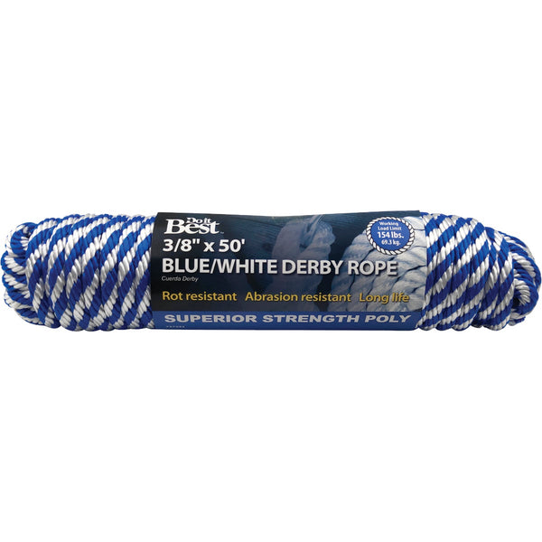 Do it Best 3/8 In. x 50 Ft. Blue & White Derby Polypropylene Packaged Rope