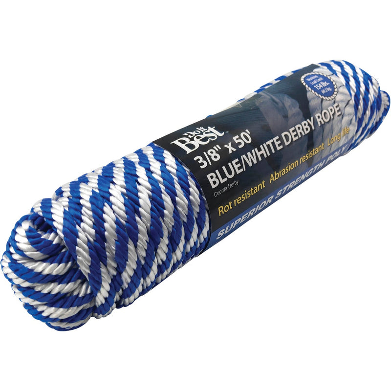 Do it Best 3/8 In. x 50 Ft. Blue & White Derby Polypropylene Packaged Rope