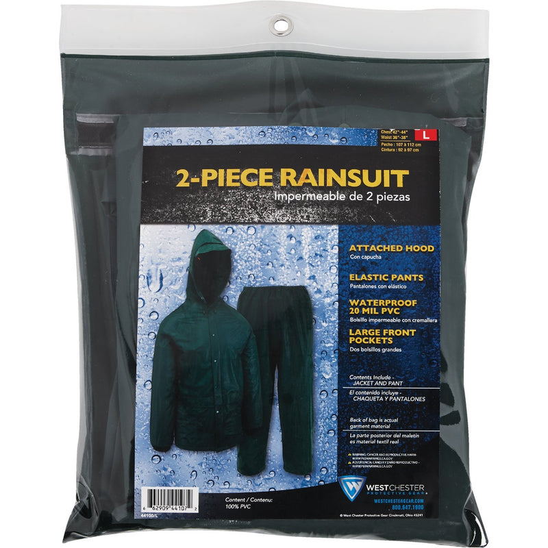 West Chester Protective Gear Large 2-Piece Green PVC Rain Suit