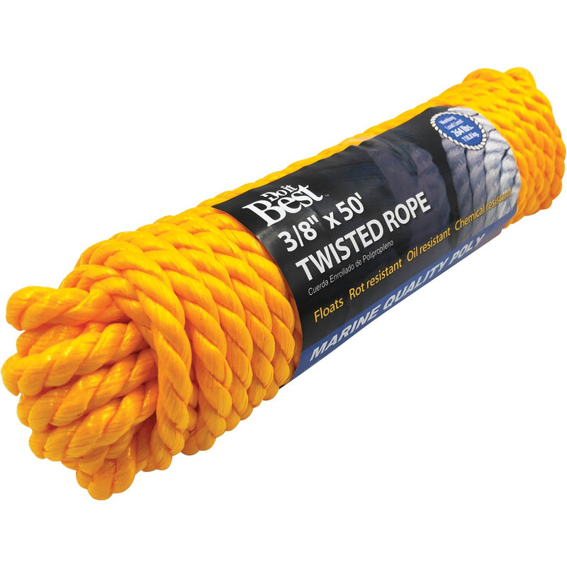 Do it Best 3/8 In. x 50 Ft. Yellow Twisted Polypropylene Packaged Rope