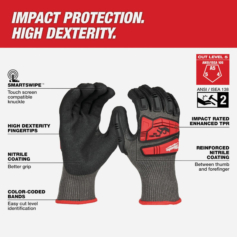 Milwaukee Impact Cut Level 5 Unisex XL Nitrile Dipped Work Gloves