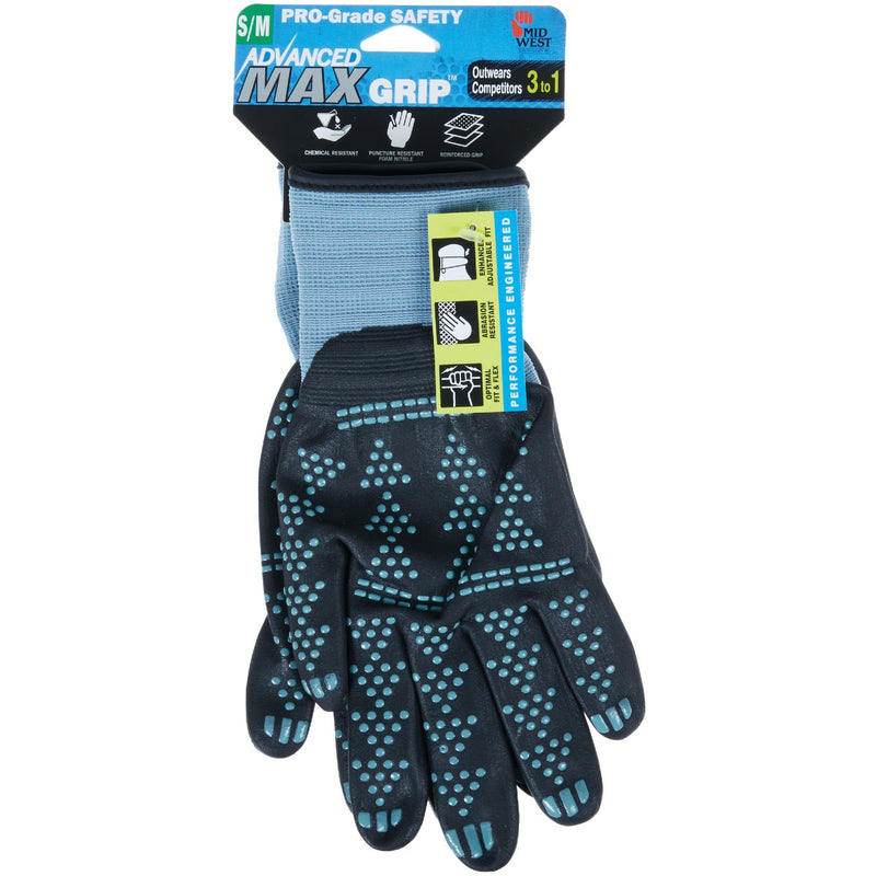 Midwest Gloves & Gear Advanced MAX Grip Unisex Small/Medium Nitrile Coated Gloves