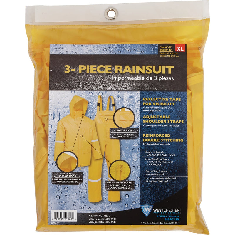 West Chester Protective Gear XL 3-Piece Yellow Polyester Rain Suit