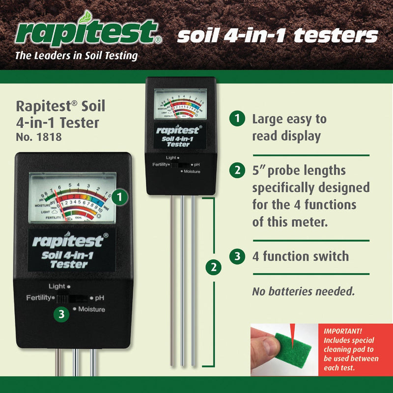 Rapitest Plastic 4-In-1 Mini Soil Tester