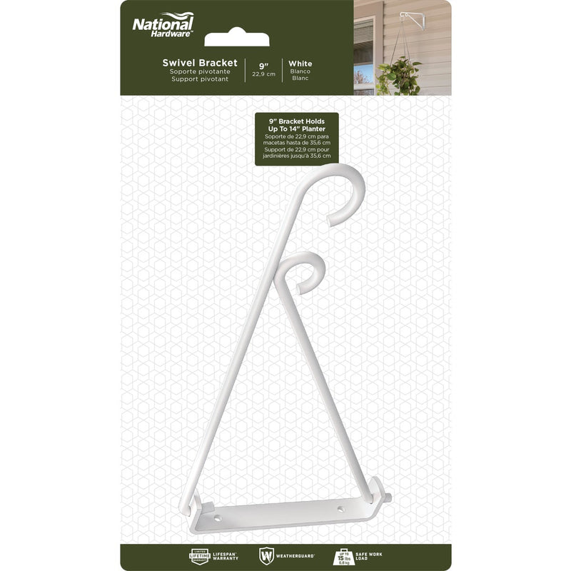 National 9 In. White Steel Swivel Hanging Plant Bracket