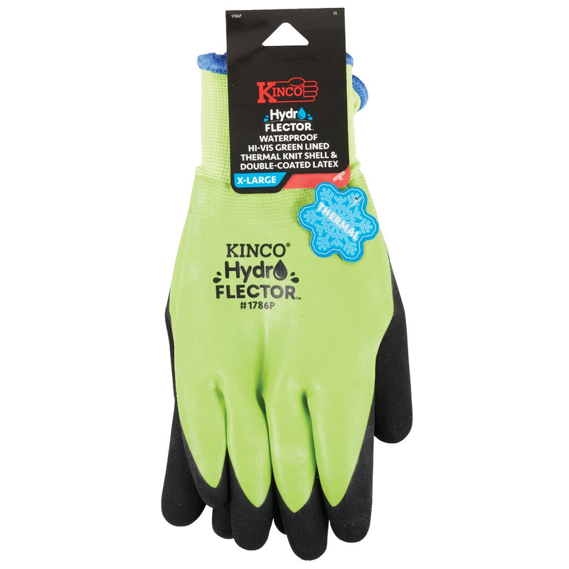 Kinco HydroFlector Men's XL Hi-Vis Green Waterproof Latex Coated Winter Work Glove