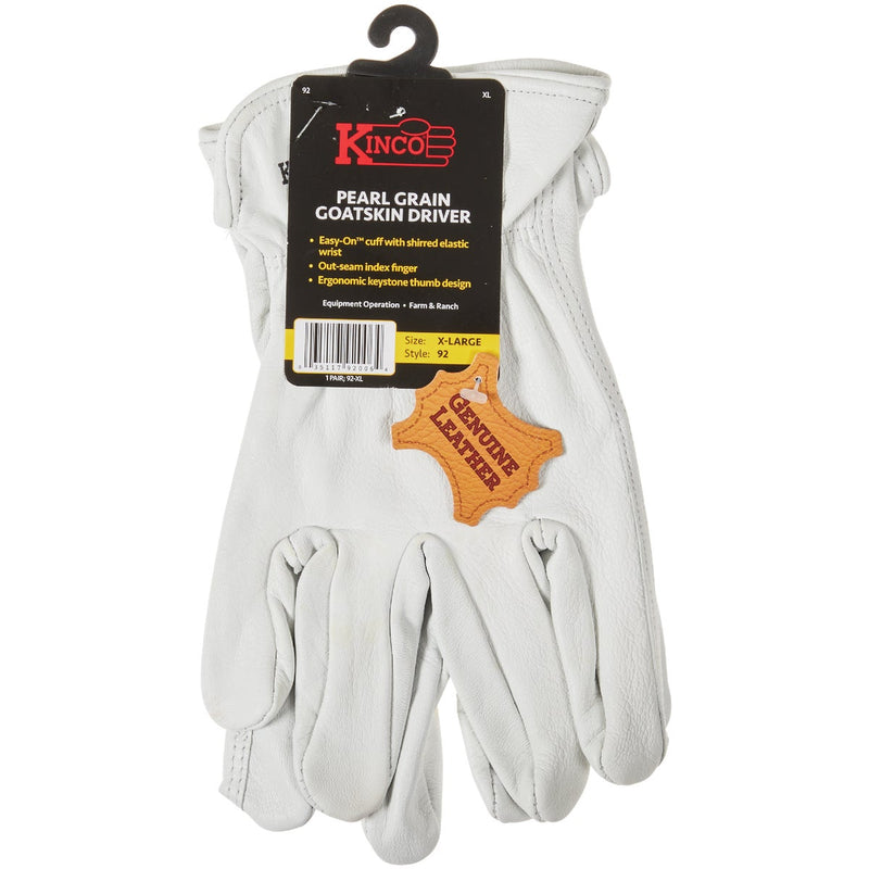 Kinco Men's XL White Goatskin Leather Driver Glove