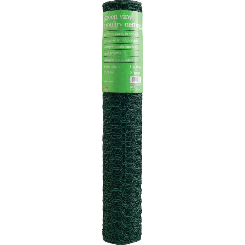 1 In. x 24 In. H. x 25 Ft. L. Green Vinyl-Coated Poultry Netting