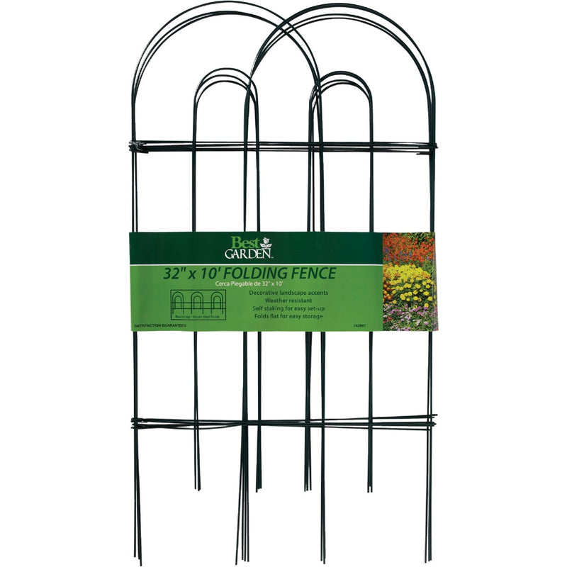 Best Garden 10 Ft. Powder-Coated Green Wire Folding Fence