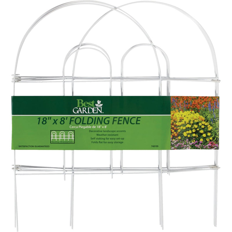 Best Garden 8 Ft. Powder-Coated White Wire Folding Fence