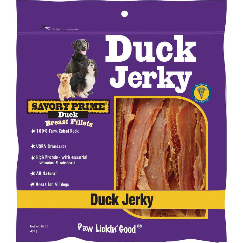 Savory Prime Natural Duck Jerky Dog Treat, 16 Oz.