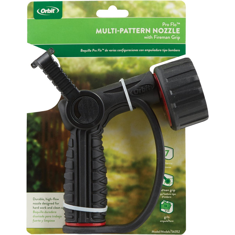 Orbit Pro Flo Zinc 7-Pattern Fireman Nozzle, Black