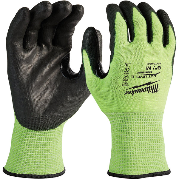 Milwaukee Unisex Medium Cut Level 3 High Vis Polyurethane Dipped Glove