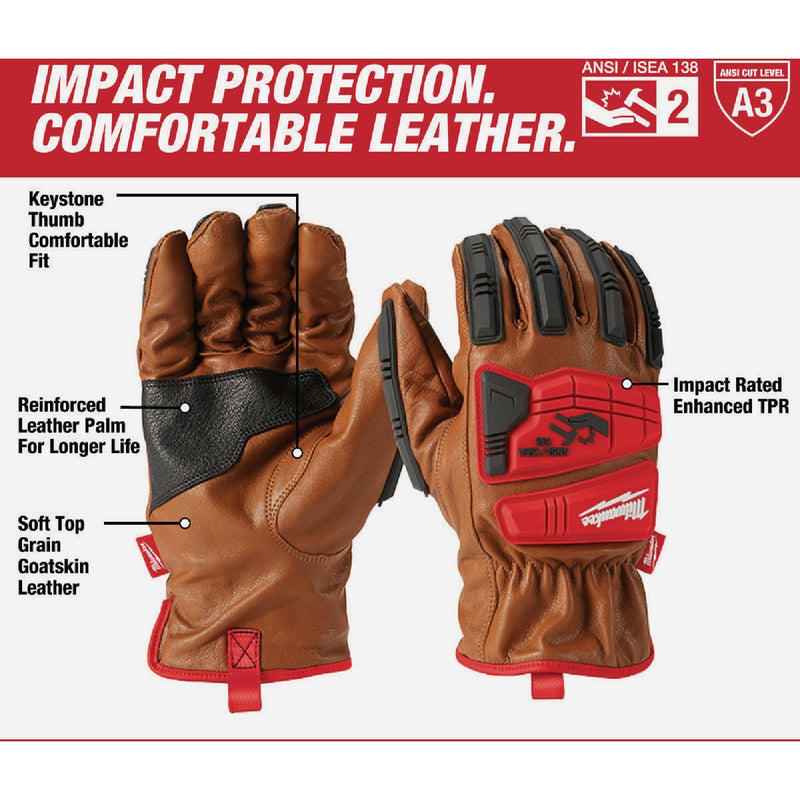 Milwaukee Impact Cut Level 3 Unisex Medium Goatskin Leather Work Gloves