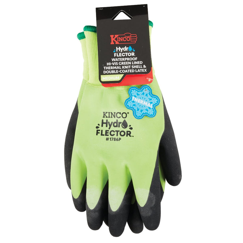 Kinco HydroFlector Men's Medium Hi-Vis Green Waterproof Latex Coated Winter Work Glove