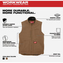 Milwaukee Unisex Large Brown Sherpa Lined Canvas Heavy-Duty Vest