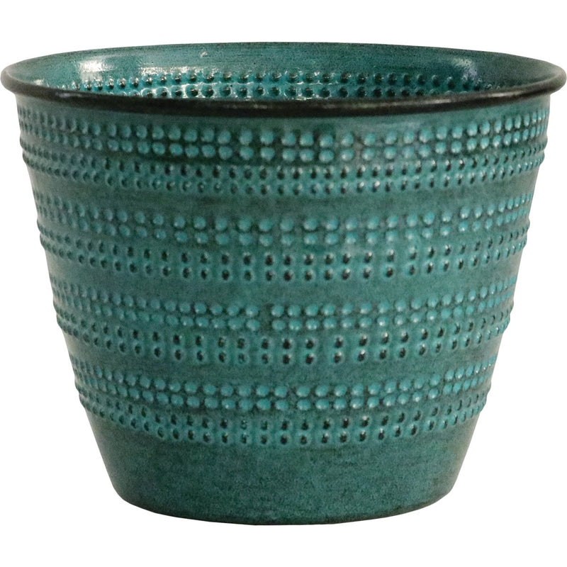 Robert Allen Cobblestone 4.75 In. x 6.38 In. x 6.38 In. Metal Seafoam Planter