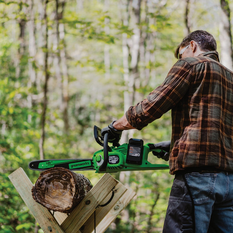 Greenworks 24V (2 x 24V) 16 In. Brushless Chainsaw with (2) 4.0 Ah Batteries & Dual Port Charger