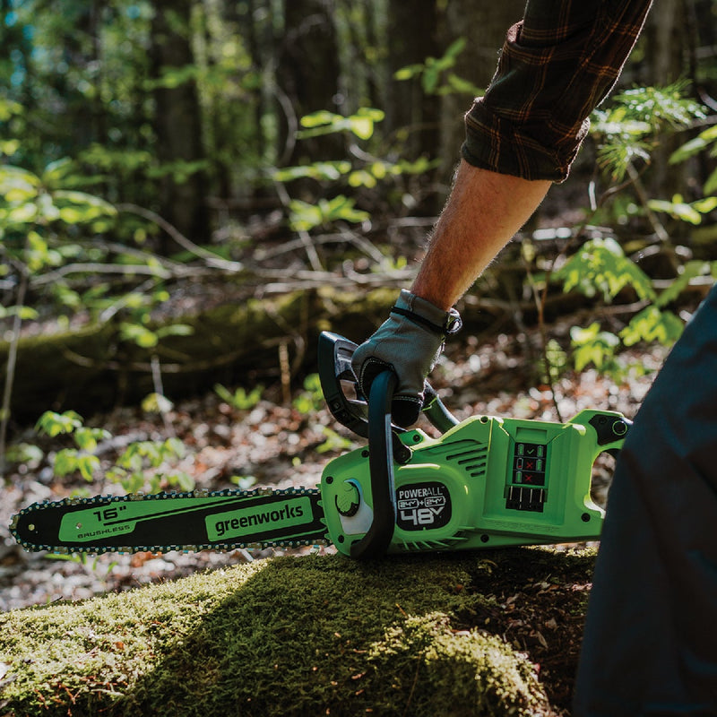 Greenworks 24V (2 x 24V) 16 In. Brushless Chainsaw with (2) 4.0 Ah Batteries & Dual Port Charger