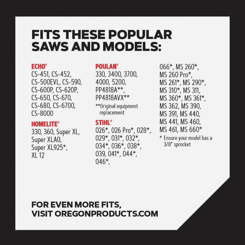 Oregon D66 AdvanceCut Saw Chain for 18 in. Bar - 66 Drive Links - fits Echo, Craftsman, Homelite, McCulloch, Poulan, Stihl, Skil and more