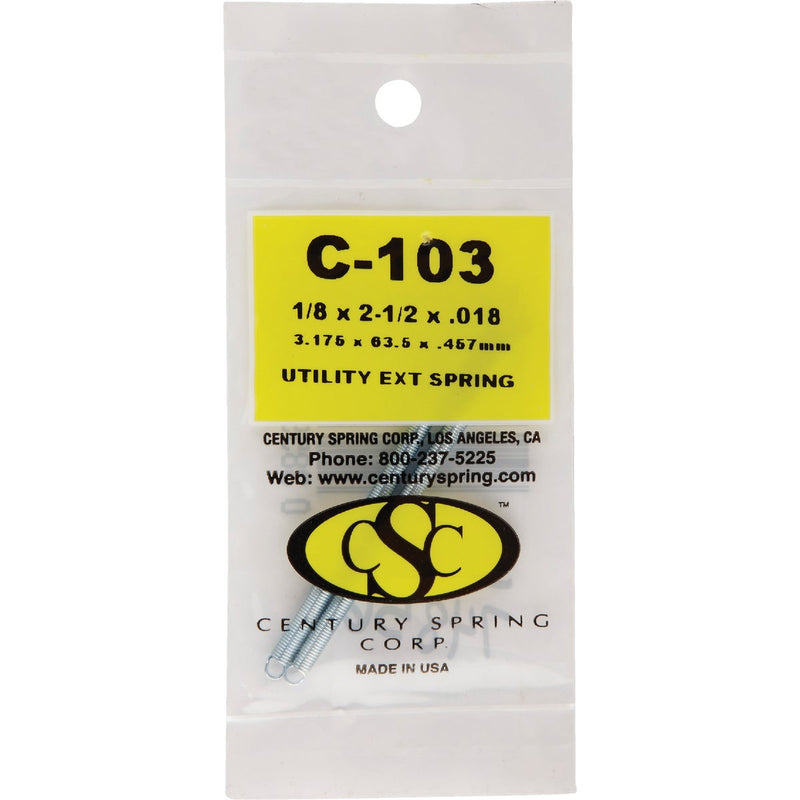 Century Spring 2-1/2 In. x 1/8 In. Extension Spring (2 Count)