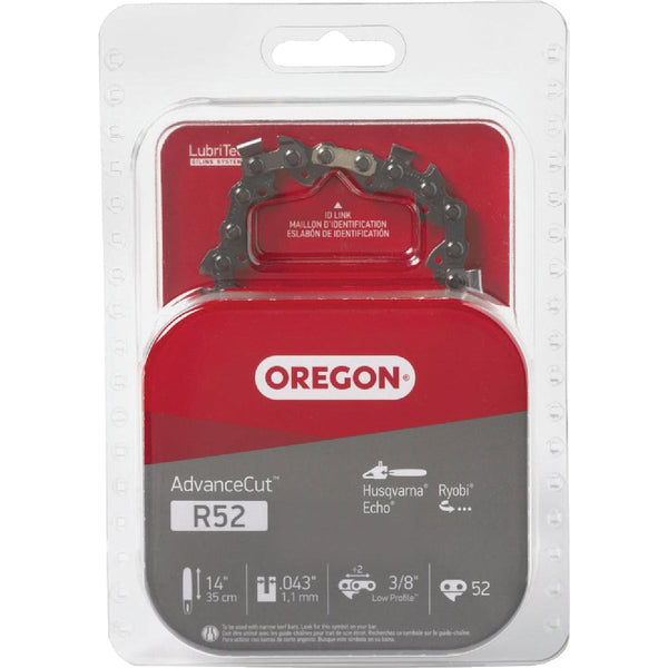 Oregon R52 AdvanceCut Chainsaw Chain for 14 In. Bar - 52 Drive Links - Fits Echo, Makita, Husqvarna, Ryobi Poulan and more