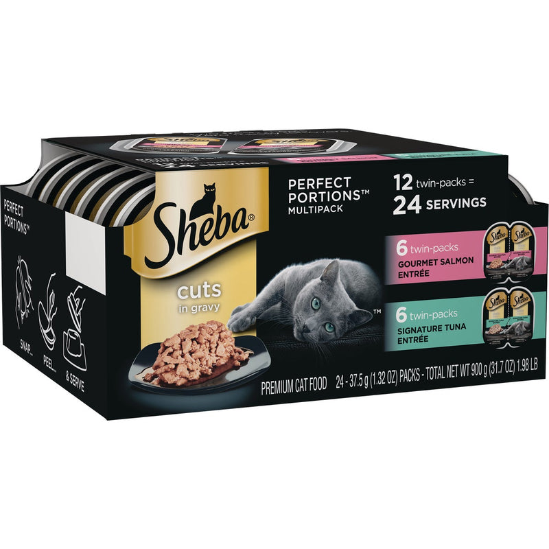 Sheba Perfect Portions Cuts in Gravy Gourmet Salmon/Signature Tuna Adult Wet Cat Food (12-Pack)