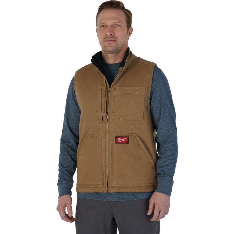 Milwaukee Unisex XL Brown Sherpa Lined Canvas Heavy-Duty Vest