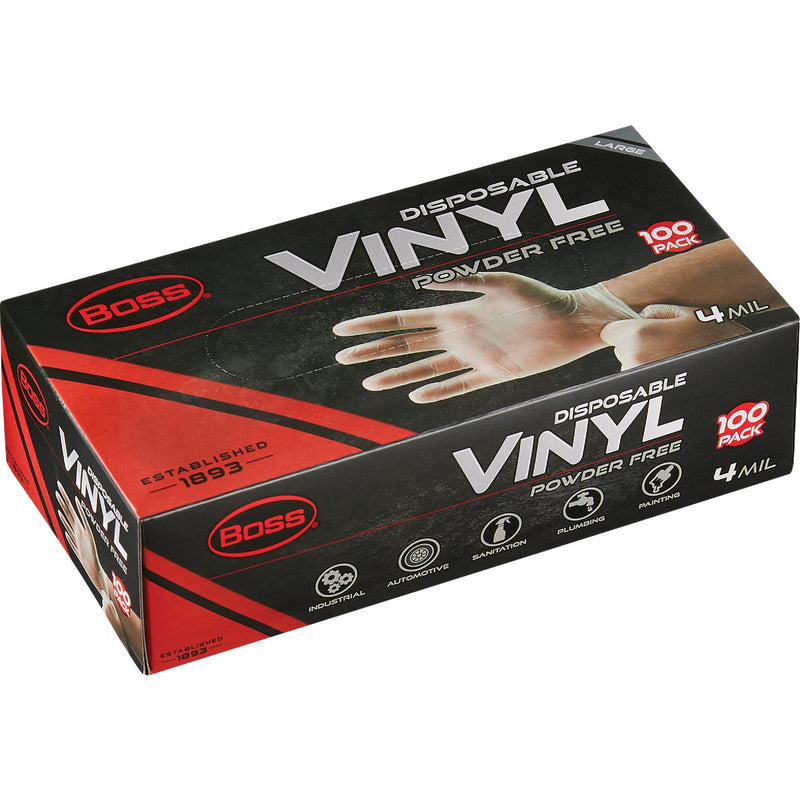 Boss Large Vinyl Disposable Gloves (100-Pack)