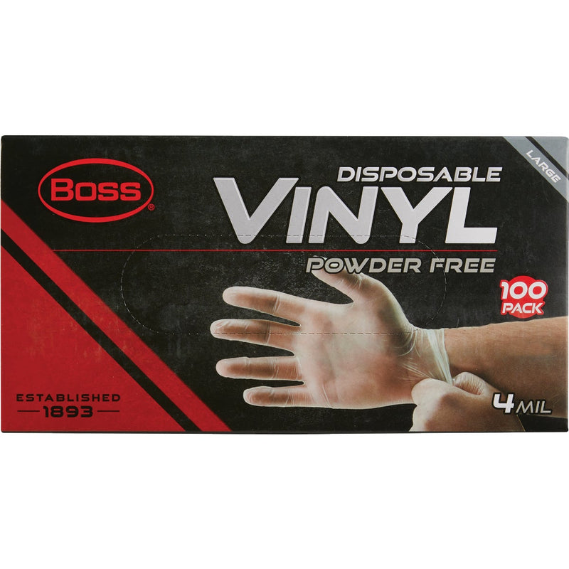 Boss Large Vinyl Disposable Gloves (100-Pack)