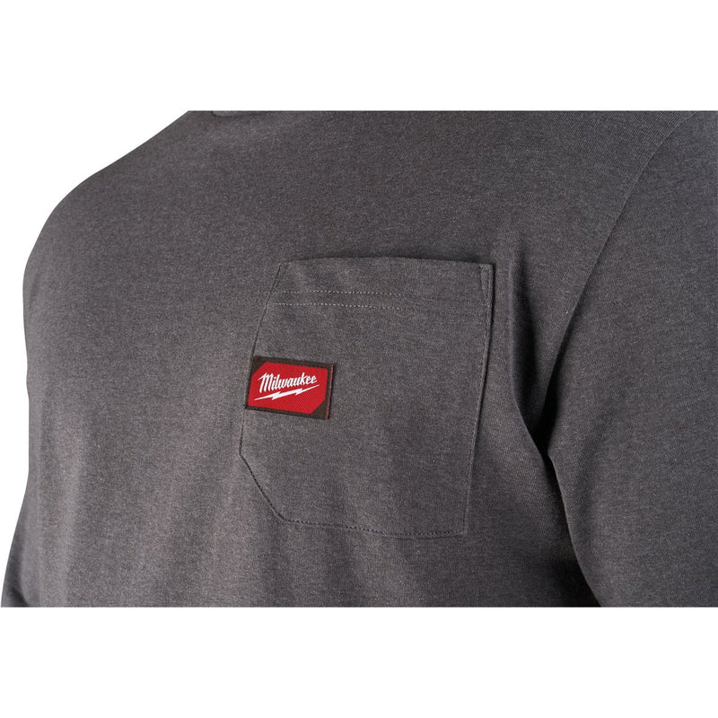 Milwaukee Small Gray Short Sleeve Men's Heavy-Duty Pocket T-Shirt