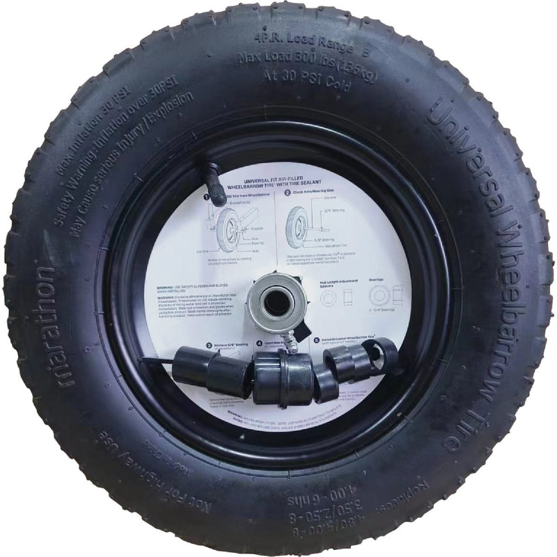 Marathon Universal Fit Wheelbarrow Tire with Flat Free Tire Sealant