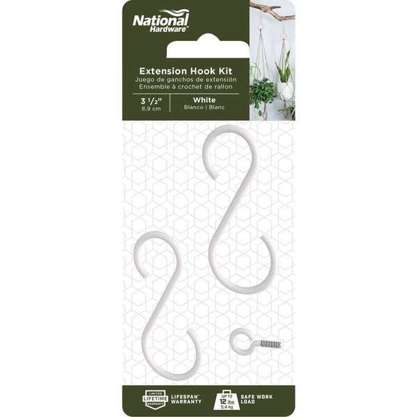 National Hardware 3-1/2 In. White Steel Extension Hook Kit
