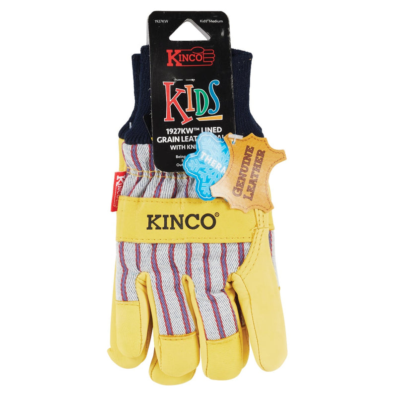 Kinco Otto Striped Kid's Medium Leather Palm Thermal Insulated Work Glove