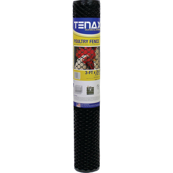 Tenax 3/4 In. x 3 Ft. H. x 25 Ft. L. Hexagonal Plastic Poultry Netting Fence, Black