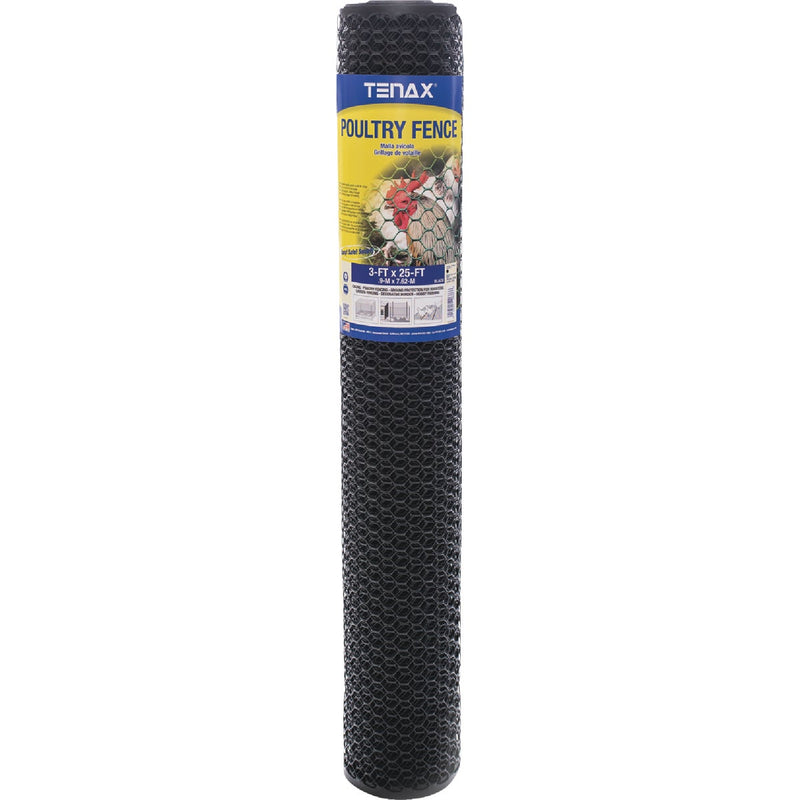 Tenax 3/4 In. x 3 Ft. H. x 25 Ft. L. Hexagonal Plastic Poultry Netting Fence, Black