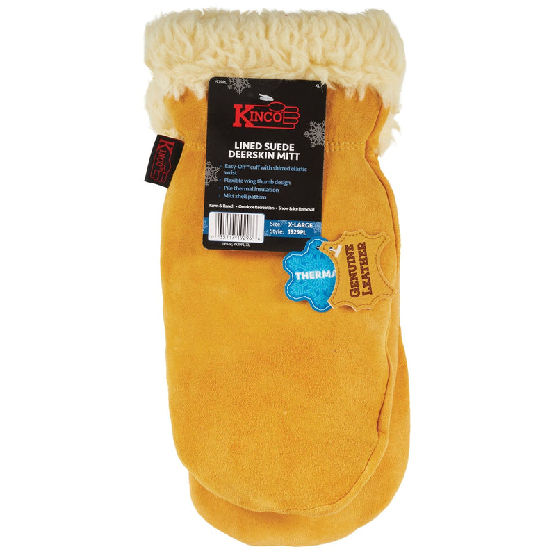 Kinco Men's XL Golden Full Suede Deerskin Winter Work Mitt