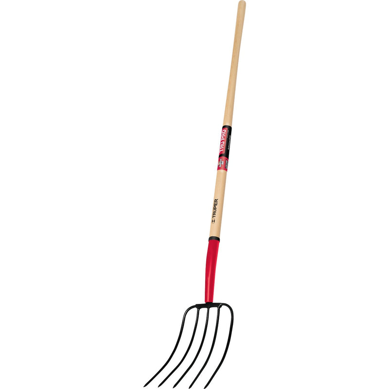 Truper 5-Tine Wood Long Handle Pitch Fork
