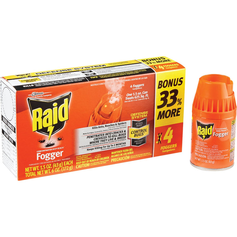 Raid Concentrated Deep Reach 1.5 Oz. Indoor Insect Fogger (4-Pack)