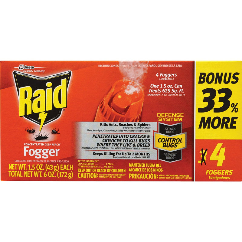 Raid Concentrated Deep Reach 1.5 Oz. Indoor Insect Fogger (4-Pack)