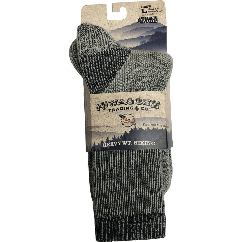 Hiwassee Trading Company Large Charcoal Heavy Weight Hiking Crew Sock