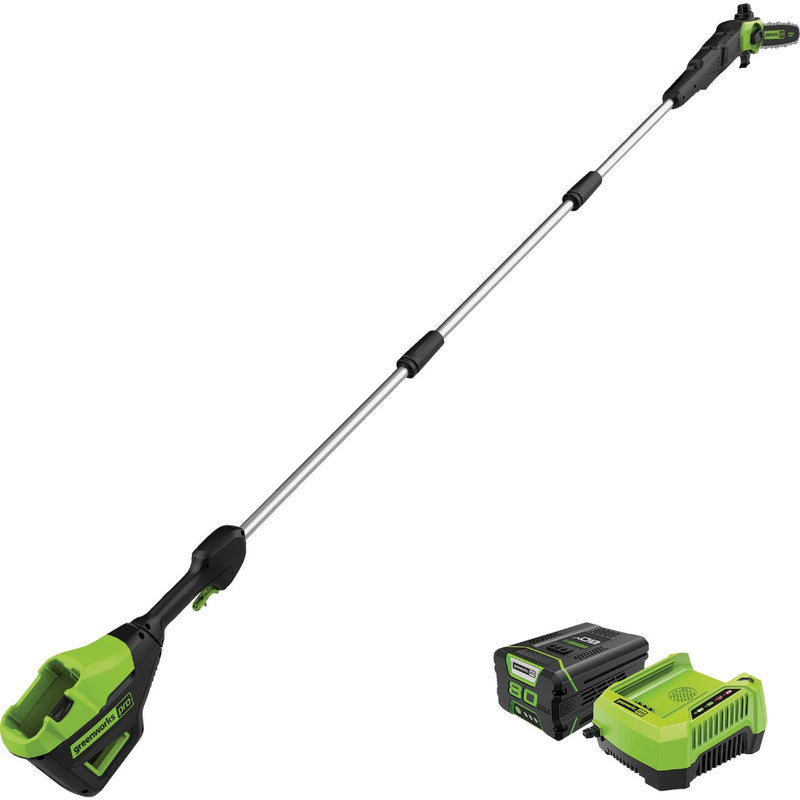 Greenworks 80V 10 In. Brushless Pole Saw with 2.0 Ah Battery & Charger