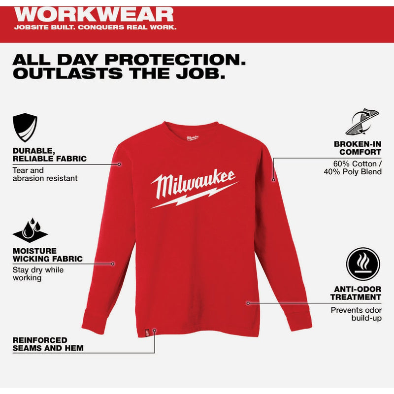 Milwaukee XL Red Long Sleeve Men's Heavy-Duty Shirt