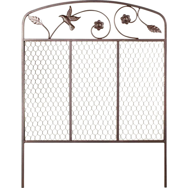 Panacea 24 In. W. x 32 In. H. Metal Bird & Flower Decorative Border Fence