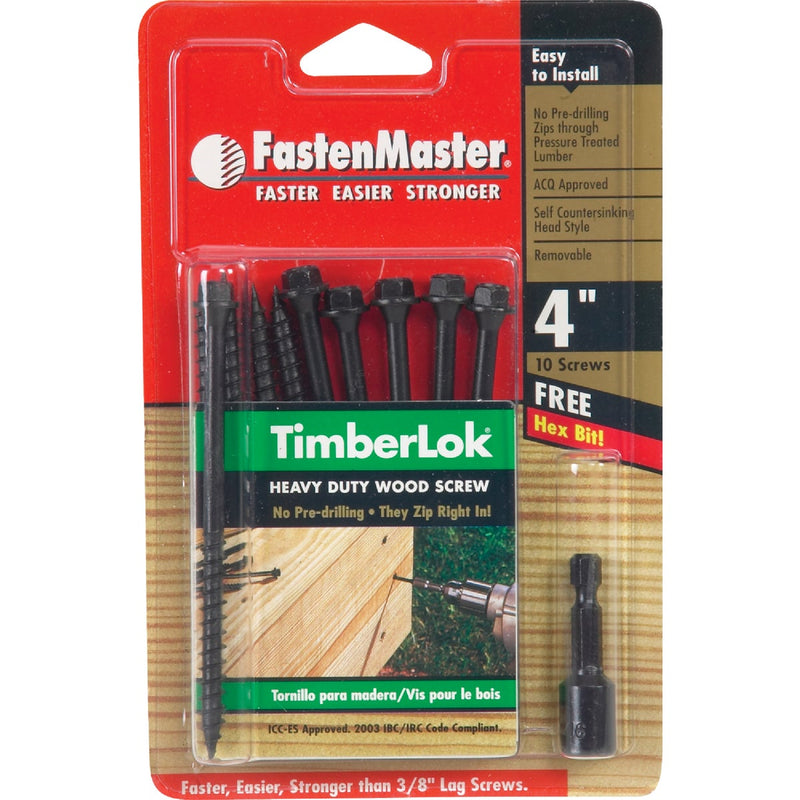 Fastenmaster Timberlok 4 In. Countersunk Hex Washer Structure Screw (12 Ct.)